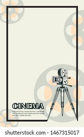 cinema poster with retro movie camera background