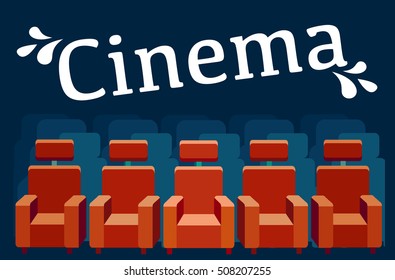 Cinema poster with text. Cartoon vector illustration