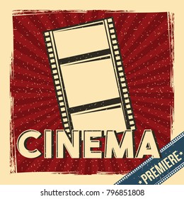 cinema premiere festival poster retro with film strip