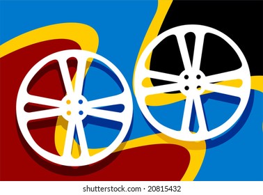 cinema projector in blue and red colour design
