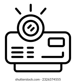 Vector de contorno del icono del proyector de cine. Película.