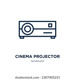 cinema projector icon from technology collection. Thin linear cinema projector, projector, cinema outline icon isolated on white background. Line vector cinema projector sign, symbol for web and 