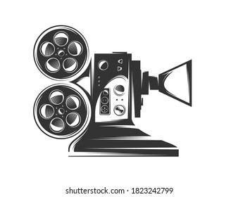 Cinema projector isolated on white background. Design elements. Vector illustration