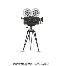 Proyector de cine aislado sobre fondo blanco. Ilustración del vector