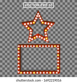Cinema realistic lighting card background illustration, vector premium symbol vintage casino, decoration neon template advertising