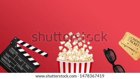Cinema. Red background. Vector illustration
