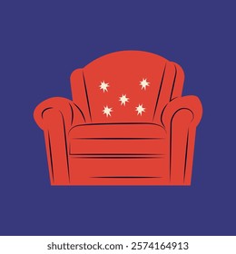 Cinema red chair in flat design. Empty armchair in movie hall for audience. Vector illustration isolated.