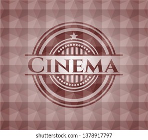 Cinema red seamless badge with geometric background.