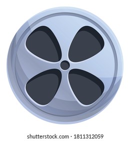 Icono del carrete del cine. Caricatura del icono del vector del carrete del cine para el diseño web aislado sobre fondo blanco