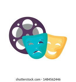 cinema reel tape with theater masks