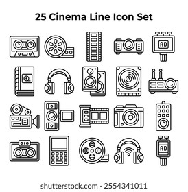 cinema related line drawings form a neat icon set