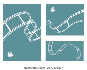 Cinema retro abstract background with film reel and movie video camera.