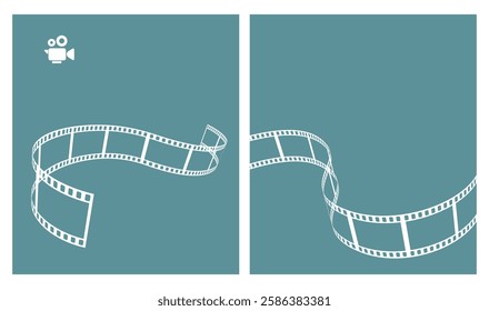 Cinema retro abstract background with film reel and movie video camera.