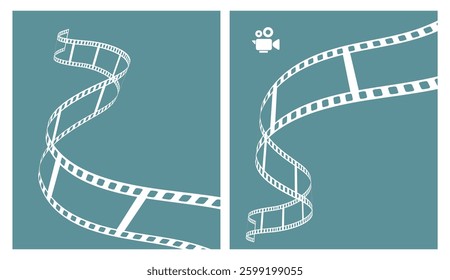 Cinema retro abstract background with film reel and movie video camera.