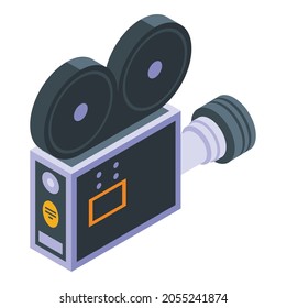 Cinema retro camera icon. Isometric of cinema retro camera vector icon for web design isolated on white background