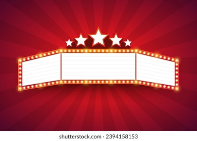 Cinema retro light frame with decoration. vector illustration