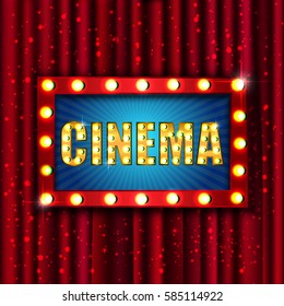 Cinema Retro Light Sign Vintage Style Stock Vector (Royalty Free) 585114922