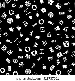 Cinema retro movies icons seamless pattern, tiling ornament. Vector illustration