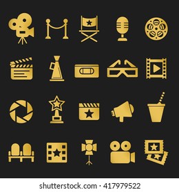 Cinema retro movies icons set. Template vector concept.