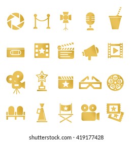 Cinema retro movies icons set. Template vector concept. Isolated on white.