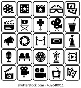 Cinema retro movies icons set. Template vector concept.