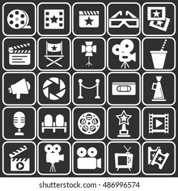 Cinema retro movies icons set. Template vector concept.