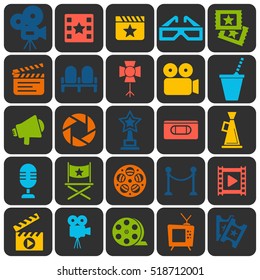 Cinema retro movies icons set. Template vector concept.