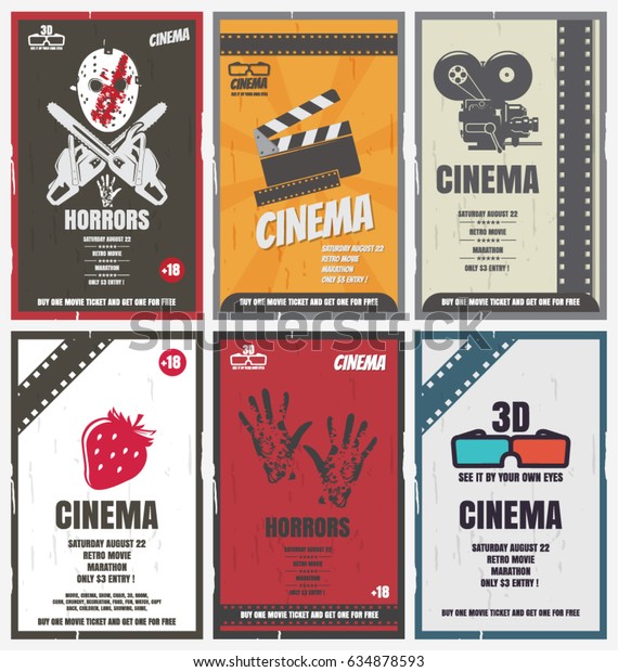 Cinema retro posters for movies of different\
genres. You can use it as\
advertising