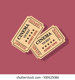Cinema retro tickets isolated vector illustration