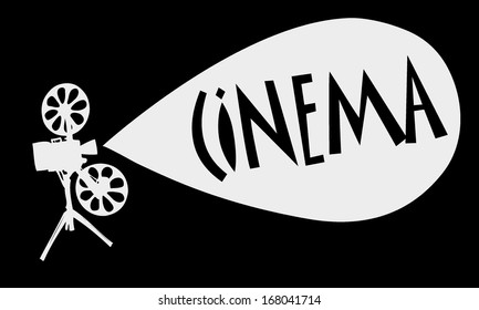 The cinema. Retro vintage projector, with copy space. vector draw.