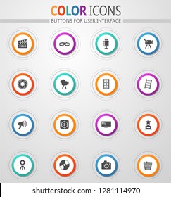 Cinema round vector icons for user interface