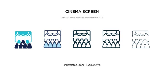 cinema screen icon in different style vector illustration. two colored and black cinema screen vector icons designed in filled, outline, line and stroke style can be used for web, mobile, ui