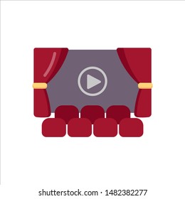 Cinema screen icon isolated on white. Vector illustration
