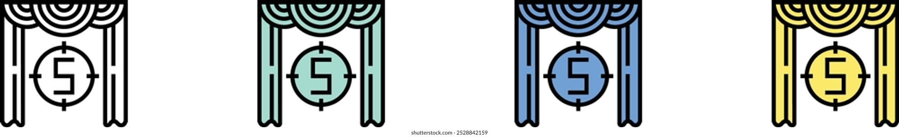 cinema screen icon. Outline, Green, Blue and Yellow Style Design Isolated On White Background