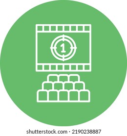Cinema Screen line circle icon vector image. Can also be used for web apps, mobile apps and print media.