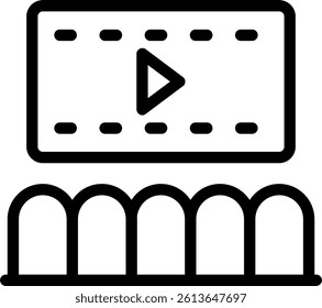 Cinema Screen Line Vector Icon Design