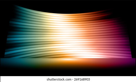 cinema screen for movie presentation. blue orange purple Light Abstract Technology background for computer graphic website internet and business. black background.