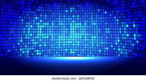 cinema screen for movie presentation. blue Light Abstract Technology background for computer graphic website internet and business. black background. Pixel, mosaic, table.