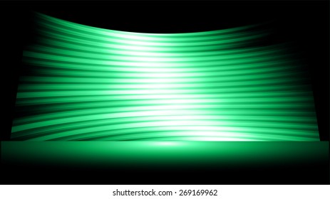 cinema screen for movie presentation. Dark green Light Abstract Technology background for computer graphic website internet and business. black background.