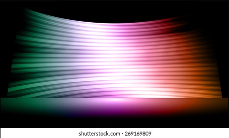 cinema screen for movie presentation. green purple orange Light Abstract Technology background for computer graphic website internet and business. black background.