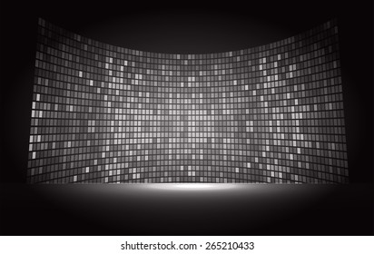 cinema screen for movie presentation. Light Abstract Technology background for computer graphic website internet and business. black background. Pixel, mosaic, table.