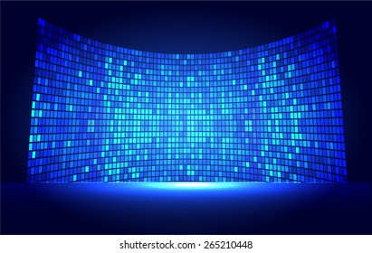cinema screen for movie presentation. Light Abstract Technology background for computer graphic website internet and business. blue background. Pixel, mosaic, table.