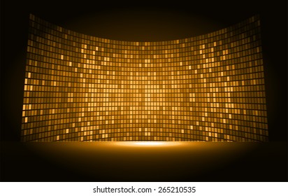 cinema screen for movie presentation. Light Abstract Technology background for computer graphic website internet and business. orange background. Pixel, mosaic, table.