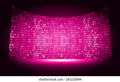 cinema screen for movie presentation. Light Abstract Technology background for computer graphic website internet and business. pink background. Pixel, mosaic, table.