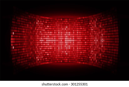 cinema screen for movie presentation. Light Abstract Technology background for computer graphic website internet and business. dark red background. Pixel, mosaic, table.