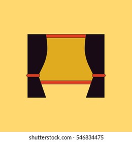cinema screen with open curtain Vector illustration in flat style movie screen with blinds