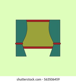 cinema screen with open curtain Vector illustration in flat style movie screen with blinds