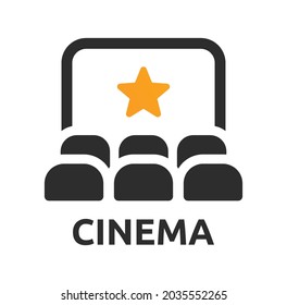 Cinema screen with seats icon. Cinema hall icon.