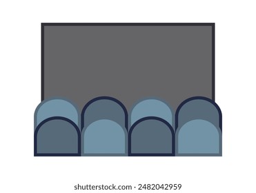 Cinema screen with seats in white background