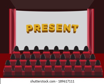 Cinema screening and people - vector illustration